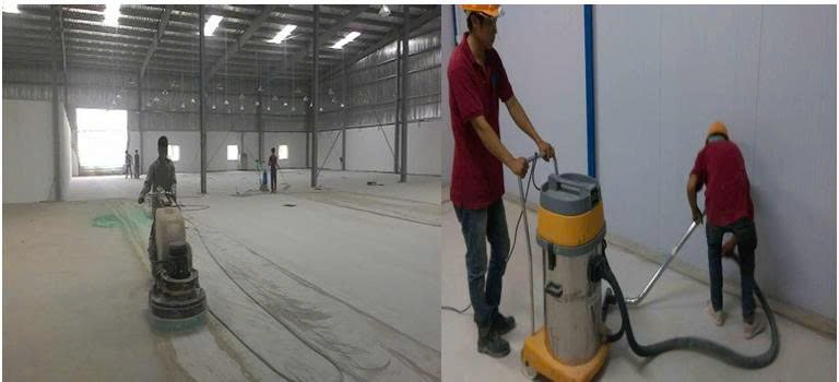 Mài nền tạo phẳng và độ nhám, hút bụi vệ sinh